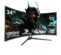 ZZA Monitor curvo para juegos UWQHD de 34 pulgadas y 180 Hz | 3440x1440, 21:9, 1500R, OD 1ms, HDR, 300nits, 120% sRGB, PIP/PBP, HDMI 2.1 x2, DP 1.4 x2, VESA