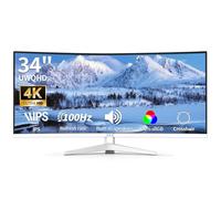 ZZA Monitor Curvo Ultra Ancho de 34 Pulgadas con Altavoces Integrados, Monitor para Juegos 4K, 100 Hz, WQHD (3440 x 1440p), Pantalla Curva 3800R 21:9 para PC, 130% sRGB, HDMI y DP, Compatible con Mon