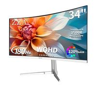 ZZA Monitor para Juegos de 34'' - 165 Hz/180 Hz WQHD (3440 x 1440P) Monitor Curvo Blanco Ultra Ancho de 34'', FreeSync para Juegos sin interrupciones, 100% sRGB, HDMI 2.1 y DP 1.4, PBP Mod