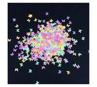 ZZABCDEGH Nail Art Glitter Diseños de uñas que brillan en la oscuridad: lentejuelas, mariposas, hexágonos, rectángulos, corazones y puntos, paquete de 2(Butterfly 10ml)