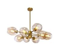 ZZBFHH Lámpara de araña de molécula nórdica de mediados de siglo con acabado en bronce, lámpara colgante de cristal soplado a mano, lámpara de techo moderna ajustable E27, coñac, 8 luces vision