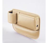 ZZBHFAS Relleno Hueco Asiento para Daewoo Lanos 1997-2002 T100, Organizador Consola Lateral con Portavasos y Ranura Cable, Caja Cuero PU, Bolsillo Almacenamiento Coche,D-Beige