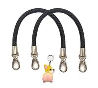 Zzcy 2 asas de Bolsillo de 40 cm con Pequeño Llavero, Asas de Piel Para Bolsos, Correas de Repuesto, Correas de Bolsillo, Correas Para el Hombro, Asa de Repuesto Con 2 Mosquetones (Negro)