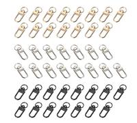 Zzcy 45 Piezas Ganchos Giratorios de con Llaveros, Mosquetón Llavero con Cierres de Langosta Giratorios Gancho de Metal para Llavero Para Bricolaje, Bolsos, Llaves (Oro Plata Negro)