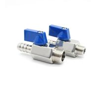 ZZCYLIUXY Válvula de Bola Macho Azul Mini SS304 de 1/8-1/4-3/8-1/2 a 7 mm, 8 mm, 10 mm, 12 mm, 12,7 mm, 14 mm, 16 mm, 18 mm y 20 mm. Adaptador Pagoda for válvula de Bola de 2 vías.(3/8inchX8mm 77g)