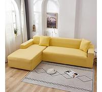ZZDXL Funda Sofas 2 y 3 Plazas Amarillo Fundas para Sofa con Diseño Elegante Universal,Cubre Sofa Ajustables,Fundas Sofa Elasticas,Funda de Sofa Chaise Longue,Protector Cubierta para Sofá
