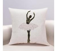 ZZDXW Funda Cojín 50x50cm Bailarina Beige, Lino, Gráfico, Rústico, Impresión Digital, Artesanía Única, Interior y Exterior, Decoración de Interiores y Exteriores, 1 Unidades