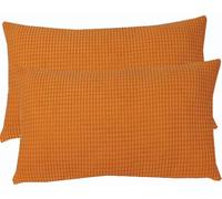 ZZDZW Fundas De Cojin 50x70 Juego De 2 Extensible Funda De Almohada del Sofá Decorativas Fundas Cojines 40x70 con Cremallera Invisible Tejido Suave Y Lavable(Orange,50cmx70cm Set of 2)