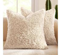 ZZDZW Juego De 2 Funda para Cojín De Pile Teddy - Fundas Decorativas De Cojín para Sofá con Cremallera Cubierta Fundas De Almohada 45x45,50x50 60x60 Suave Decorativo por Sal(Light Camel,30x50 cm)