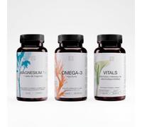 ZZEN ESSENTIALS - Pack de 3, Magnesium 7 + Omega 3 + Vitals Multivitaminas | Suplemento de Magnesio Complex + EPA (920 mg) y DHA (690 mg) de Alta Absorción con CoQ10 y Vit E + Multivitaminas y Minerales