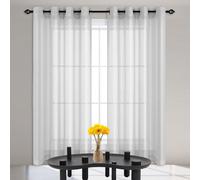 ZZGZZG Cortina de Gasa 350 x 215 cm Translucida Dormitorio Translúcidas Visillos Paneles Decorativos para Dos Puertas de Balcón Salón Dormitorio, Gris Claro