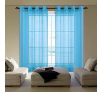 ZZGZZG Cortinas Salon Modernas 150 x 120 cm con Ojales Ventana Visillo Translucidas Translucido Moderno para Ventanas Sala para Niños Sala Cuarto Baño, Azul Cielo