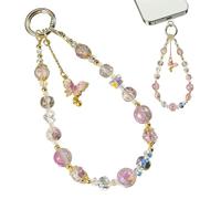 ZZHBOO 1 Cadena de Teléfonos Móviles, Colgante Elegante con Dije Mariposa de Aleación y Cuentas, Pulsera de Muñeca para Mujer, Ideal para Llaves y Teléfono, Color Rosa, 2.3 cm