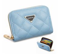 ZZHBOO 1 Tarjetero Mujer, Cartera Elegante de Poliéster con Múltiples Ranuras para Tarjetas, Diseño Acordeón Estilo Coco Chanel, Color Azul para Mujeres de Moda