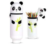 ZZHBOO 1 Unidad, Estuche para lápices de Silicona, Grande y Creativo con Tapa, Forma Redonda, Diseño de Cierre, Organizador Escolar, para Estudiantes, Oficina y Hogar, 6.5 * 19.5cm, Negro y Blanco