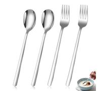 ZZHBOO 2 Spoons and 2 Forks Set, Stainless Steel Flatware, Kitchen Utensils for Dining, Camping, Picnic