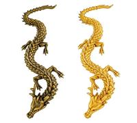 ZZHBOO Dos Adornos de Dragón Chino de Cinco Garras de Aleación Articulados para la Buena Fortuna, Decoración de Escritorio para Hogar y Oficina, 2.5 cm, Dorado y Negro