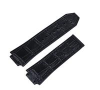 ZZHMBD 25 * 19mm Cow Real Leathe Rubber Silicone Back Watchband Watch Band for Strap for Big Bang Accessories Butterfly Buckle