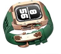 ZZHMBD Titanium Frame Rubber Watch Strap，For Series 45/44mm，Stainless Steel Buckle Band Military Protection Cover，For 8/7/6/5/4/SE Series