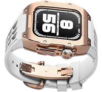 ZZHMBD Titanium Frame Rubber Watch Strap，For Series 45/44mm，Stainless Steel Buckle Band Military Protection Cover，For 8/7/6/5/4/SE Series