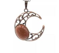 ZZHYGM 10pcs Quartz Beads Inlaid Retro Moon Gemstone Pendants Necklace Jewelry Making