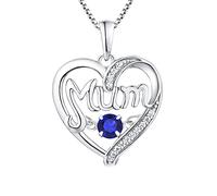 ZZHYGM 18K White Gold Heart Shaped Necklace Hollow Mum 12 Month Birthstone Box Women Necklaces