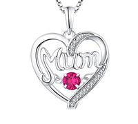 ZZHYGM 18K White Gold Heart Shaped Necklace Hollow Mum 12 Month Birthstone Box Women Necklaces