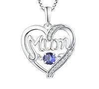 ZZHYGM 18K White Gold Heart Shaped Necklace Hollow Mum 12 Month Birthstone Box Women Necklaces