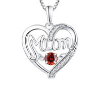 ZZHYGM 18K White Gold Heart Shaped Necklace Hollow Mum 12 Month Birthstone Box Women Necklaces