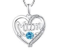 ZZHYGM 18K White Gold Heart Shaped Necklace Hollow Mum 12 Month Birthstone Box Women Necklaces