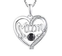 ZZHYGM 18K White Gold Heart Shaped Necklace Hollow Mum 12 Month Birthstone Box Women Necklaces