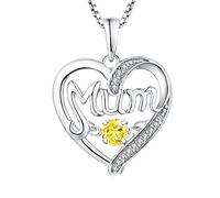 ZZHYGM 18K White Gold Heart Shaped Necklace Hollow Mum 12 Month Birthstone Box Women Necklaces
