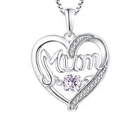 ZZHYGM 18K White Gold Heart Shaped Necklace Hollow Mum 12 Month Birthstone Box Women Necklaces
