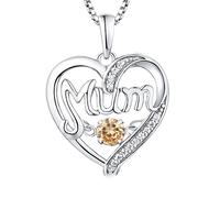 ZZHYGM 18K White Gold Heart Shaped Necklace Hollow Mum 12 Month Birthstone Box Women Necklaces