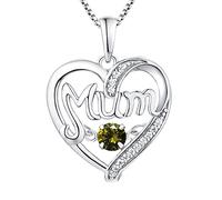 ZZHYGM 18K White Gold Heart Shaped Necklace Hollow Mum 12 Month Birthstone Box Women Necklaces
