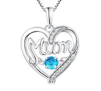 ZZHYGM 18K White Gold Heart Shaped Necklace Hollow Mum 12 Month Birthstone Box Women Necklaces