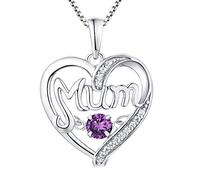 ZZHYGM 18K White Gold Heart Shaped Necklace Hollow Mum 12 Month Birthstone Box Women Necklaces