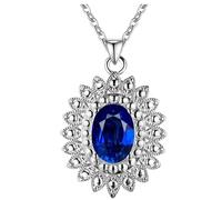 ZZHYGM 925 Jewelry Coloured Gemstones Necklace for Women Aquamarine Sapphire Ruby Emerald Topaz Sunflower