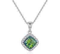 ZZHYGM Accessories Genuine Necklaces For n Fine Jewelry Link Chain and Square Fire Opal Pendant Necklace