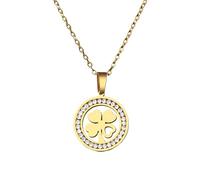 ZZHYGM Accessories Girls Four-Leaf Heart Necklace for Women Girls Delicate Crystal Rhinestone Pendant - 4 Leaves, Alhambra Necklace, Lucky