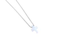 ZZHYGM Accessories New n Genuine Blue Stone Cross Charm Opal Necklace Rosary