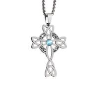 ZZHYGM - Colgante de plata de ley 925 con amuleto de la suerte, símbolo de la trinidad, un celta para hombres, collar de cruz irlandesa para mujer, 2 A Celtic Cross Necklace, A
