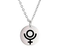 ZZHYGM - Collar de plata de ley 925 para hombres y mujeres, amuleto de símbolo de planeta, pequeño dije de Júpiter, símbolos alquímicos de Plutón, collar de Saturno dorado, A, A