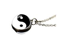 ZZHYGM - Collar de plata de ley 925 para mujer, clásico Tai Chi de doble cara y cristal, collar Yang para hombre, Yin, A, A