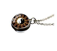 ZZHYGM - Collar de plata de ley 925 para mujer, clásico Tai Chi de doble cara y cristal, collar Yang para hombre, Yin, A, A