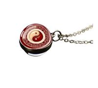 ZZHYGM - Collar de plata de ley 925 para mujer, clásico Tai Chi de doble cara y cristal, collar Yang para hombre, Yin, A, A