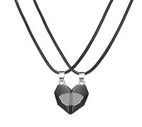 ZZHYGM - Collar magnético de plata de ley 925 para mujeres y hombres, juego de 2 collares para parejas, atracción entre amantes, collar magnético con colgante de corazón, A, A