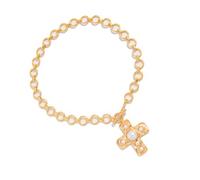 ZZHYGM Elegant Crucifix Pendant Necklace with Faux Pearls Adjustable Length Clavicle Chain Trendy Accessories