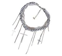 ZZHYGM Elegant Faux Pearls Chain Necklace with Tassels Pendant Neckchain for Fashionable Women Stylish Clavicle