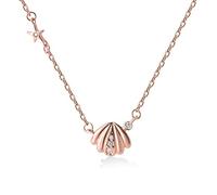 ZZHYGM Friend Necklace, Fancy Necklace for Women Rose Cubic Shell Shaped Promise Necklace 450mm